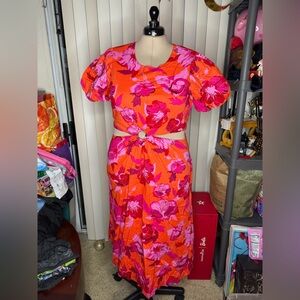 Scoop Pink Floral pattern Cut Out Sun Dress Size XXL
